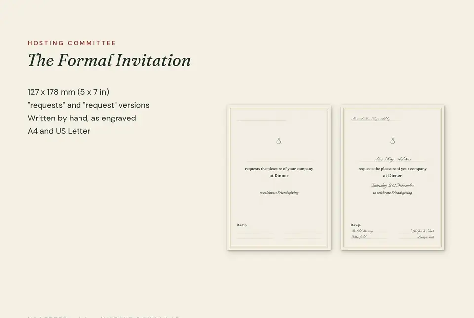 Formal Dinner Invitation, British Wording, photo 3
