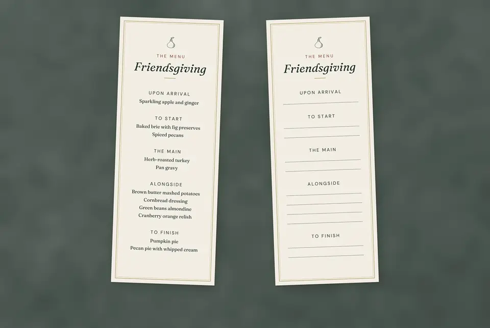 Friendsgiving Menu Card