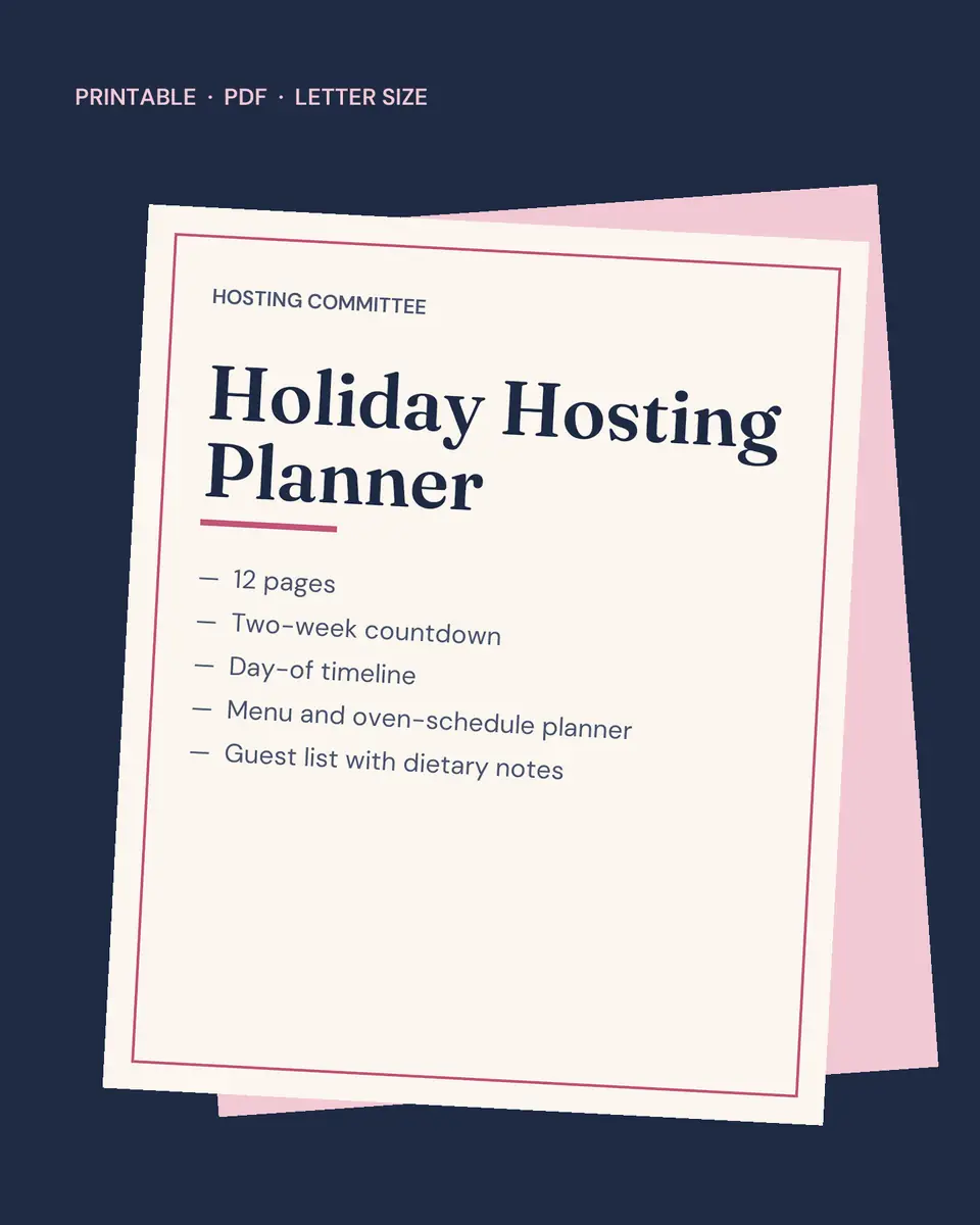 Holiday Hosting Planner Printable: cover of the printable set