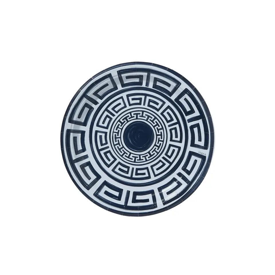 Navy Greek Key Dessert Plates
