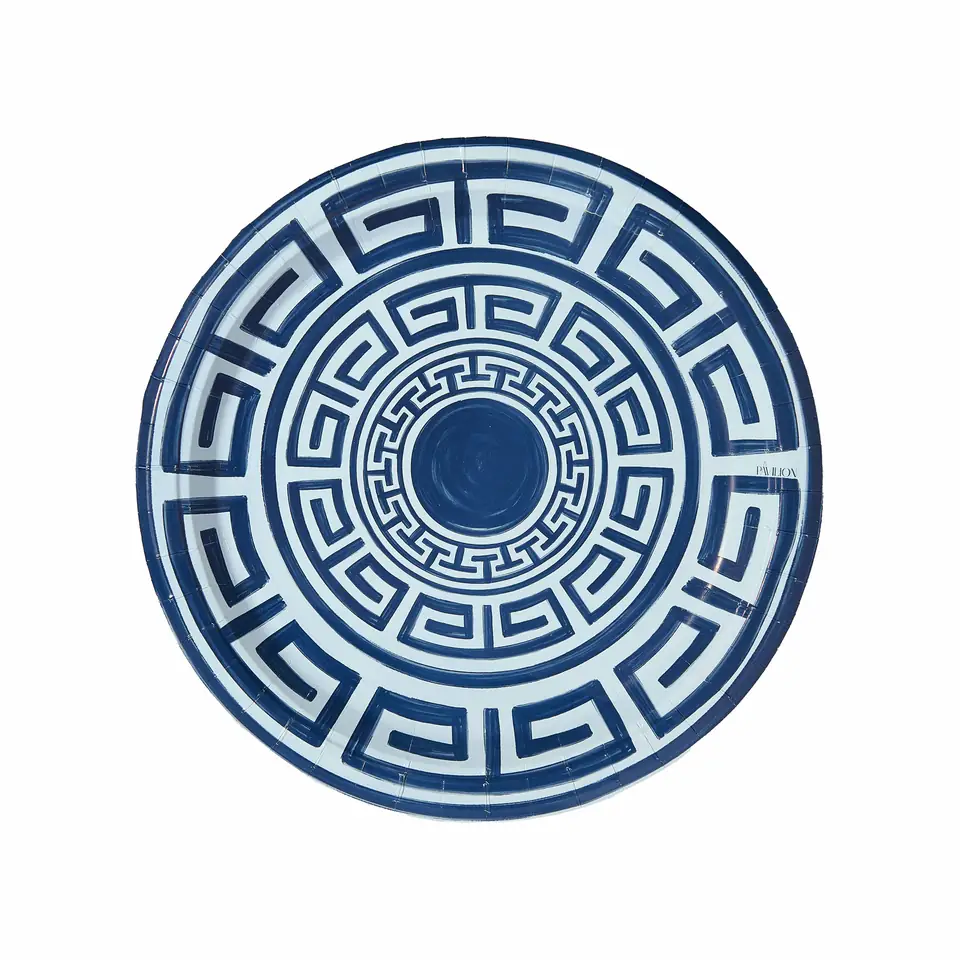 Navy Greek Key Dinner Plates