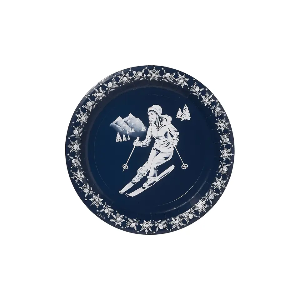 Navy Skier Dessert Plates