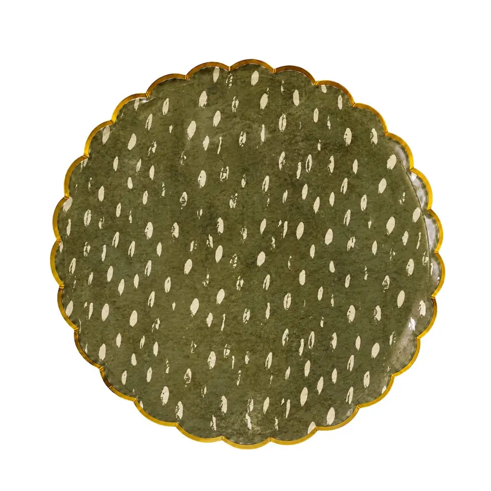 Olive Dapple Dot Dinner Plates