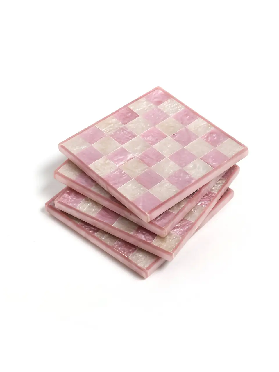 Pink Check Resin Coasters, Set of 4, photo 2