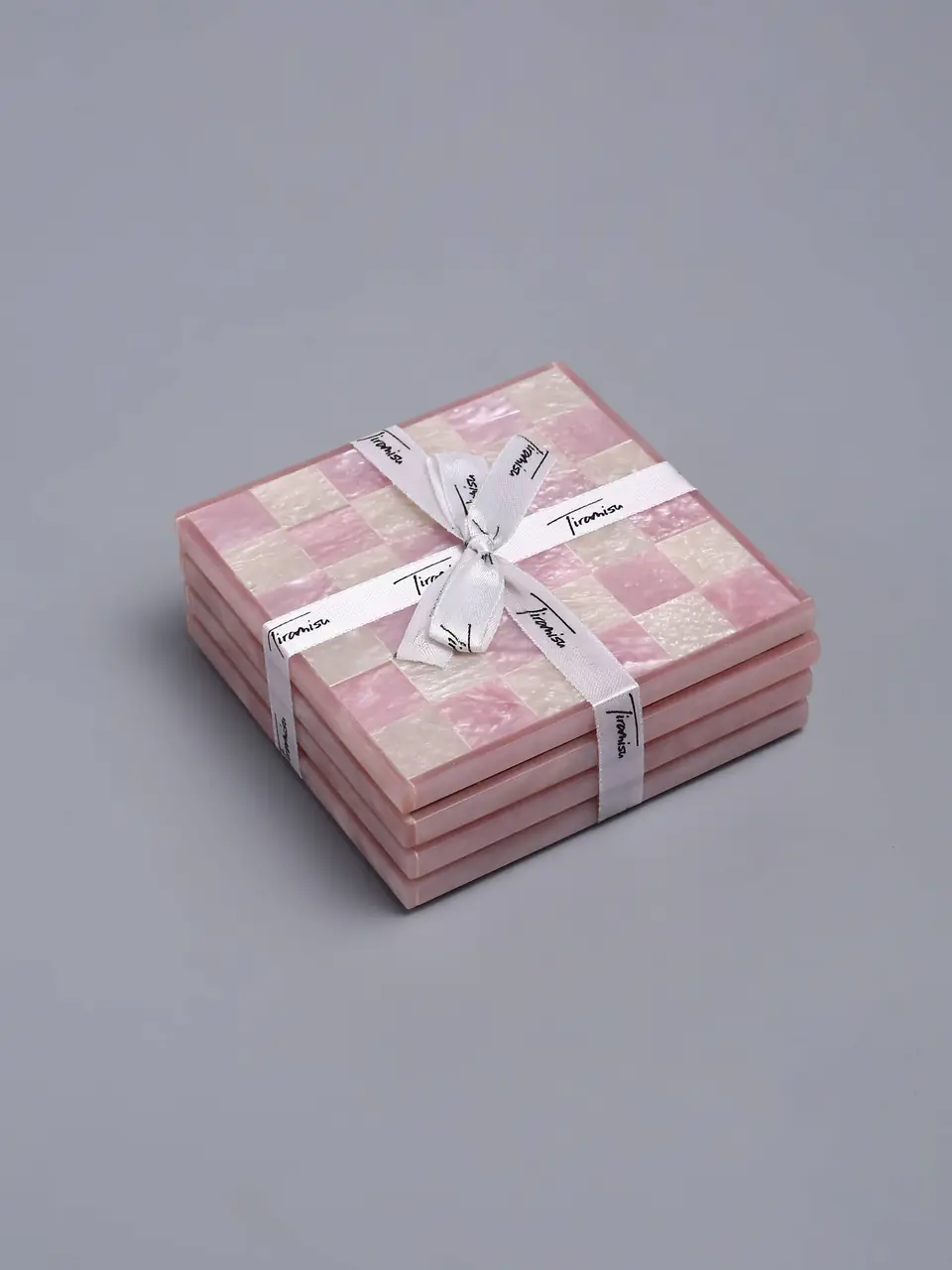 Pink Check Resin Coasters, Set of 4, photo 3