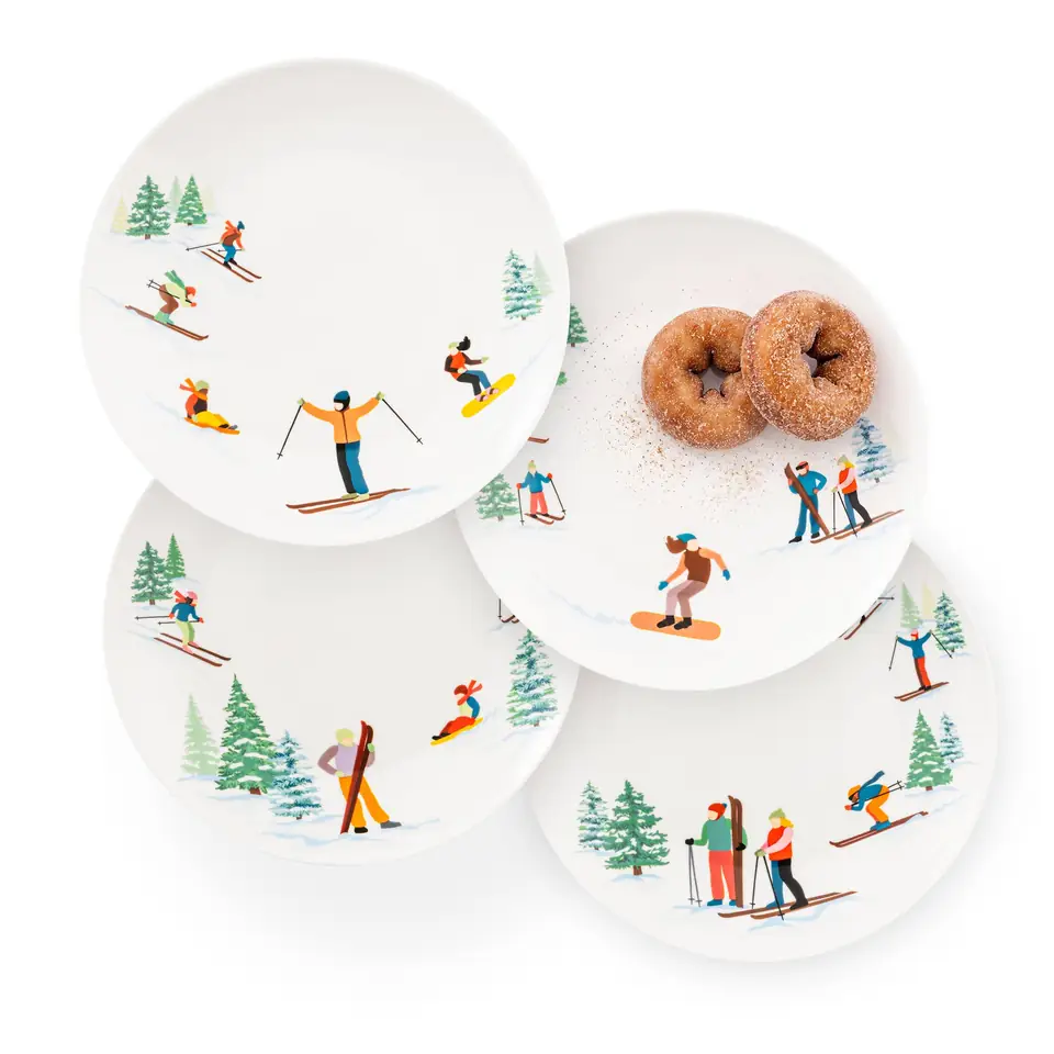 Ski Slopes Ceramic Plates, Set of 4, photo 2