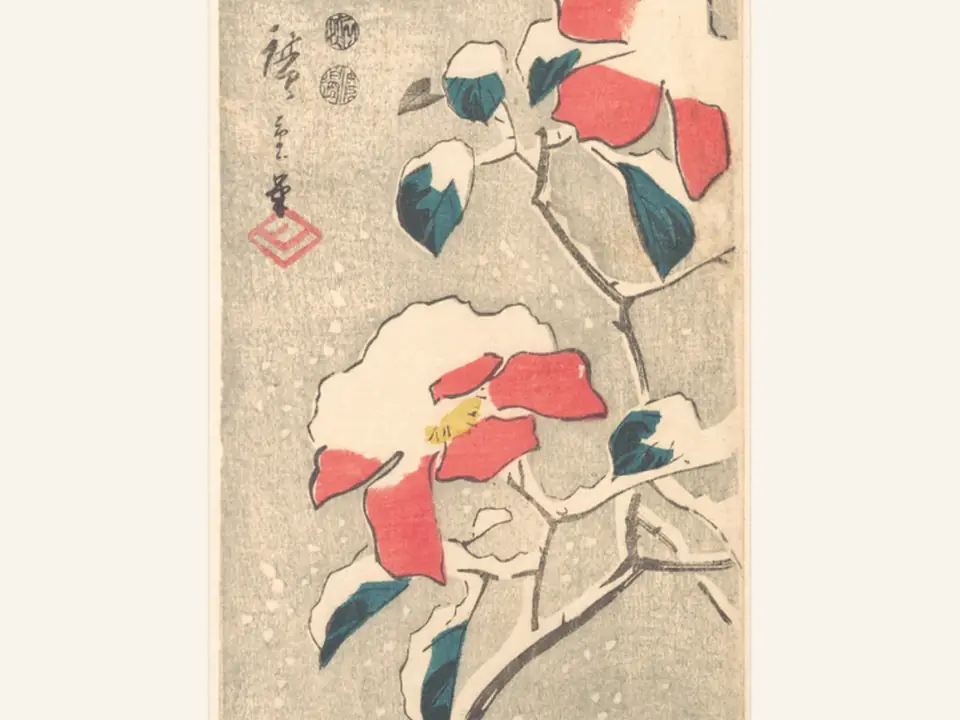 Sparrow and Snow Camellia Print, photo 3