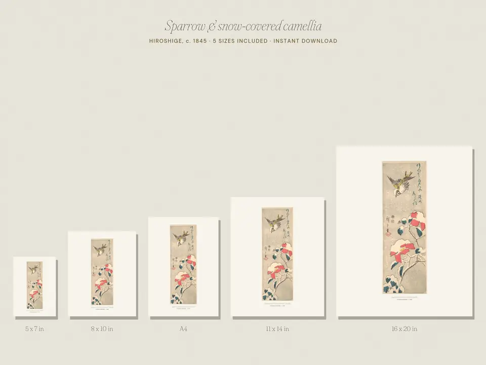 Sparrow and Snow Camellia Print, photo 4