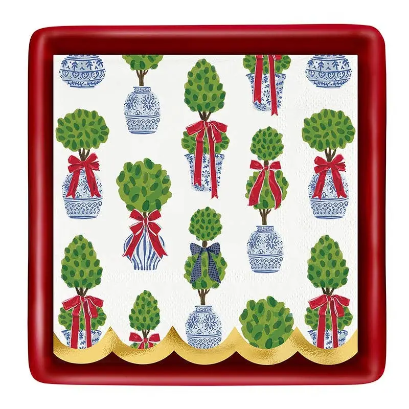 Topiary Napkin Tray with 20 Cocktail Napkins, photo 2